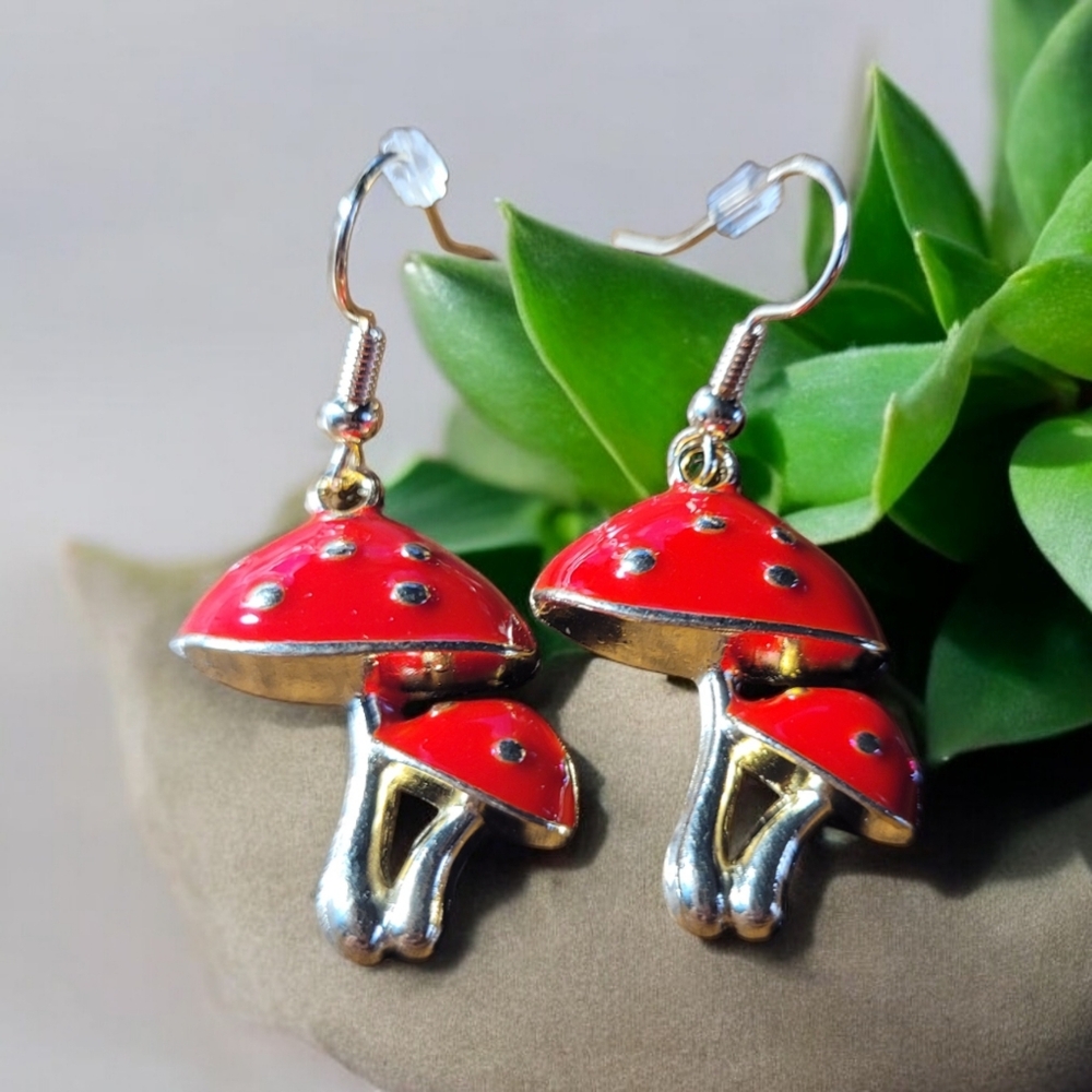 Bright and Happy Mushroom Earrings